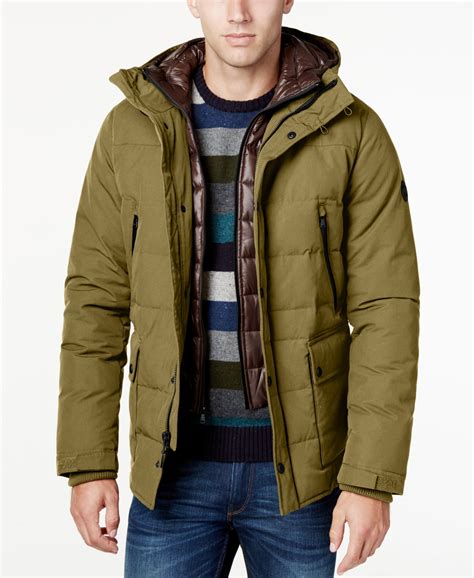 michael michael kors men's hooded puffer coat with attached bib|Hooded Puffer Jacket .